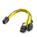 Yellow 6-pin to dual 8-pin graphics card power adapter cable with 6+2-pin connectors