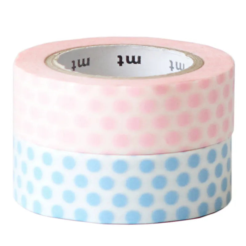 Dots and paper tape with Japanese paper substrate for DIY hand account stickers, shown in Silver, Light Blue, White and Coffee.