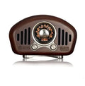 FMAM portable Bluetooth speaker with FM radio in Cherry or Walnut, 3600 mAh battery, USB interface.
