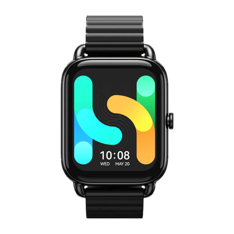 S4PLUS LS11 smartwatch with AMOLED display on wrist, showing workout stats and black colour option