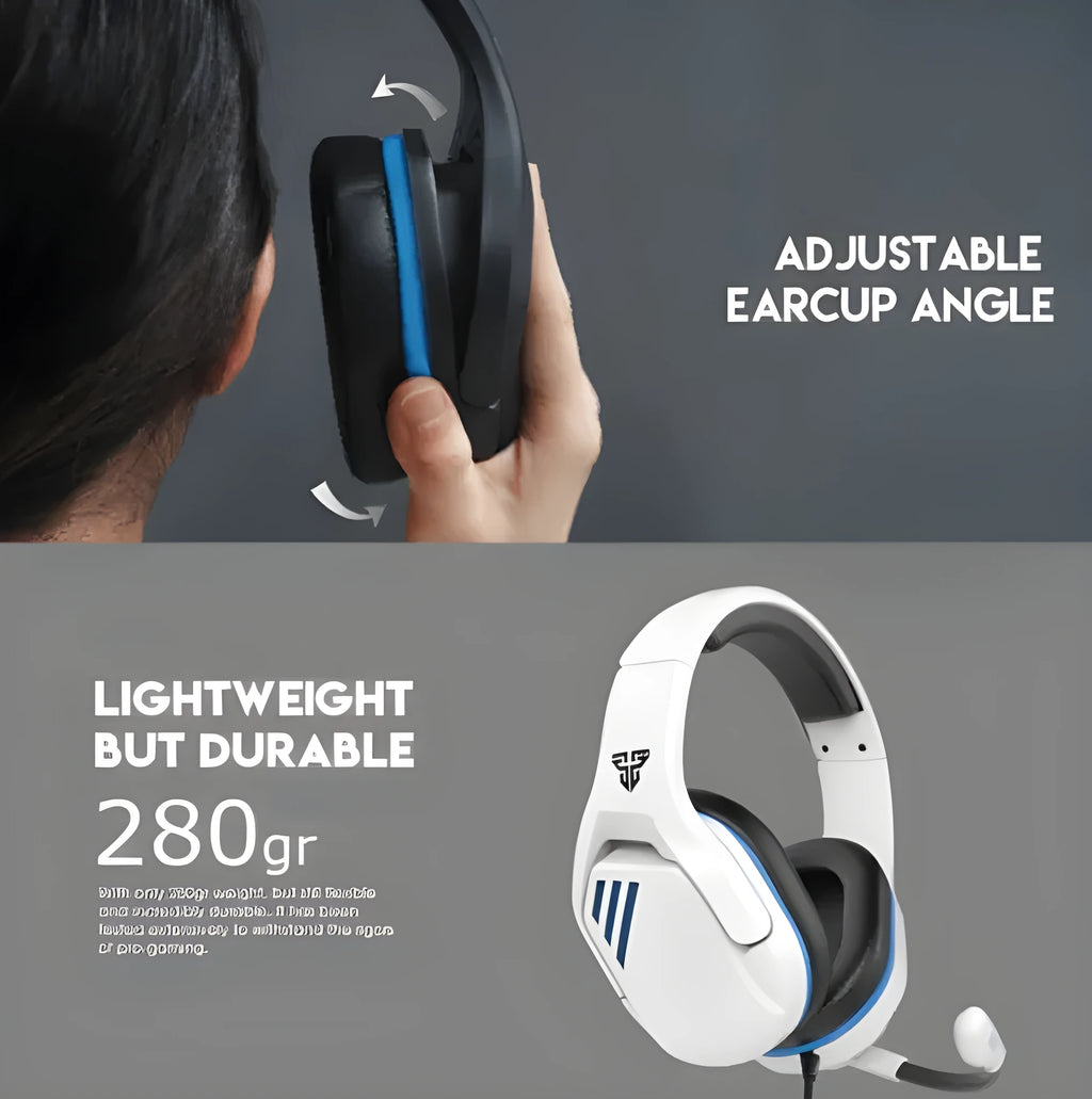 MH86 black and white esports gaming headset with microphone and USB cable