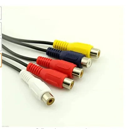 Black 3.5mm and 2.5mm to 5 RCA AV cable, tinned copper, approximately 18cm long