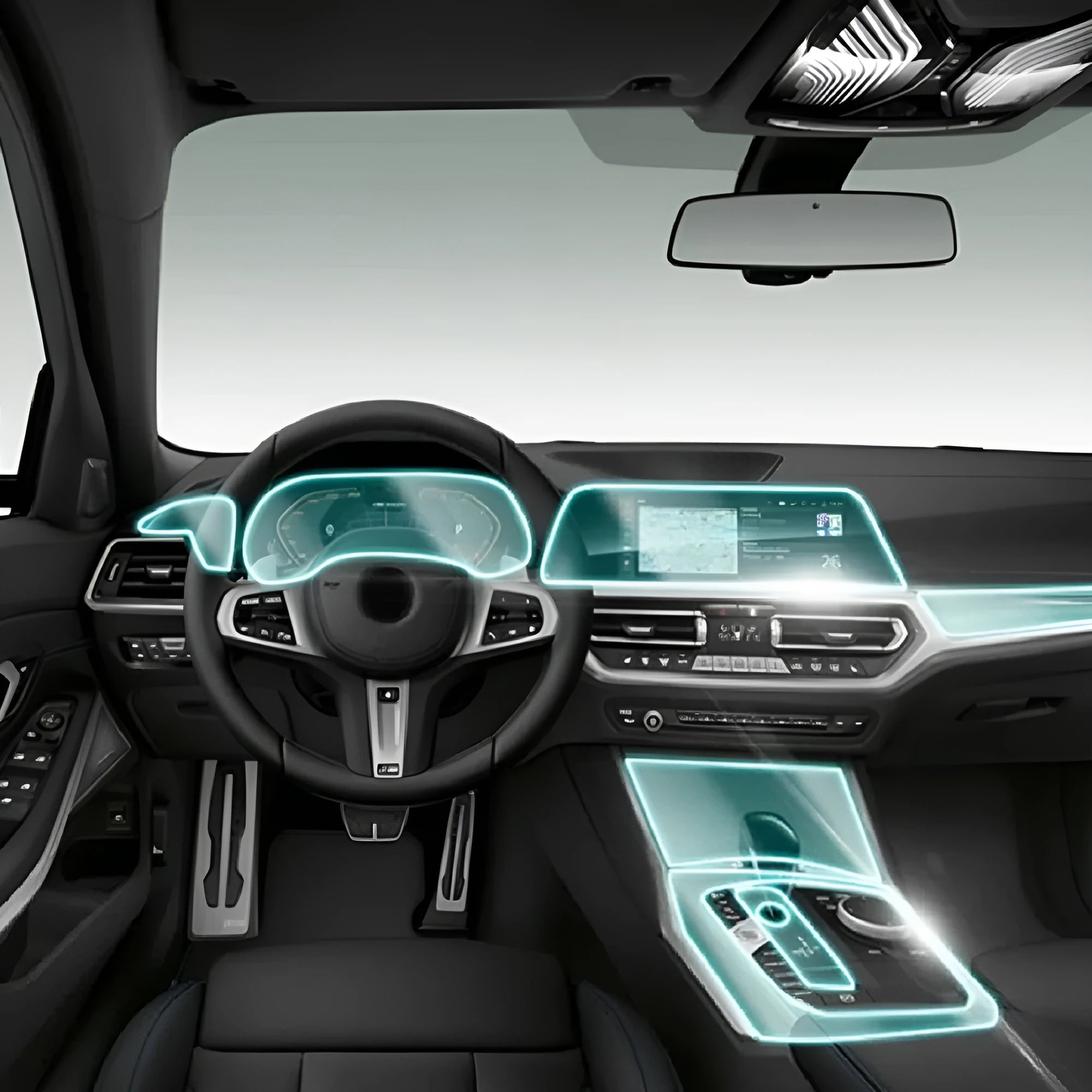 Transparent TPU protective film for BMW 3 Series dashboard and interior panels
