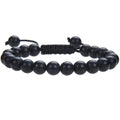 Women's flat knot braided healing bracelet with geometric texture and gemstone beads
