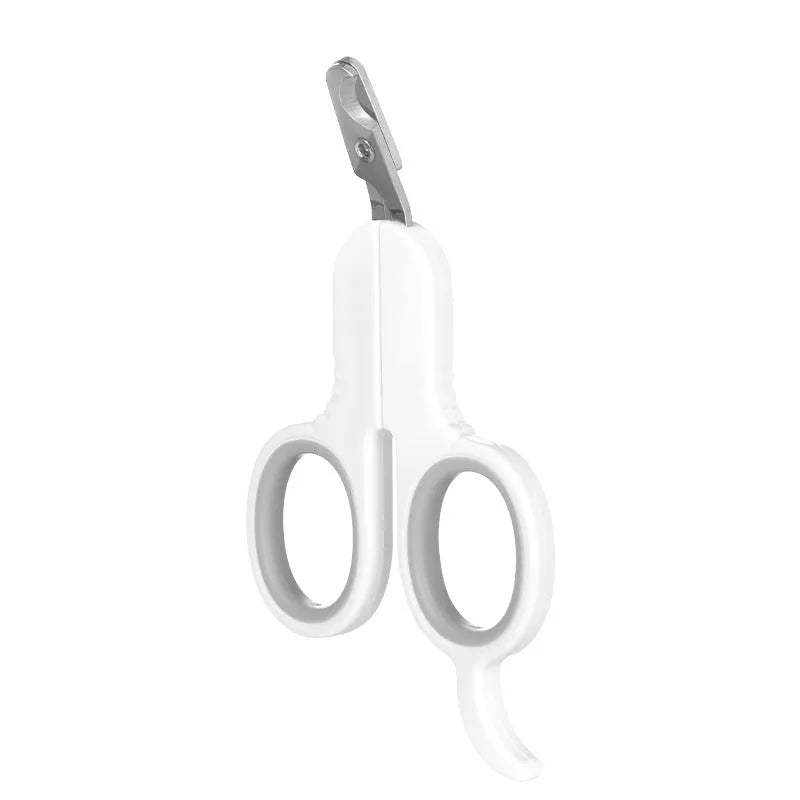 Pet nail clippers with curved tips and rubber-coated handle for trimming cats and small dogs