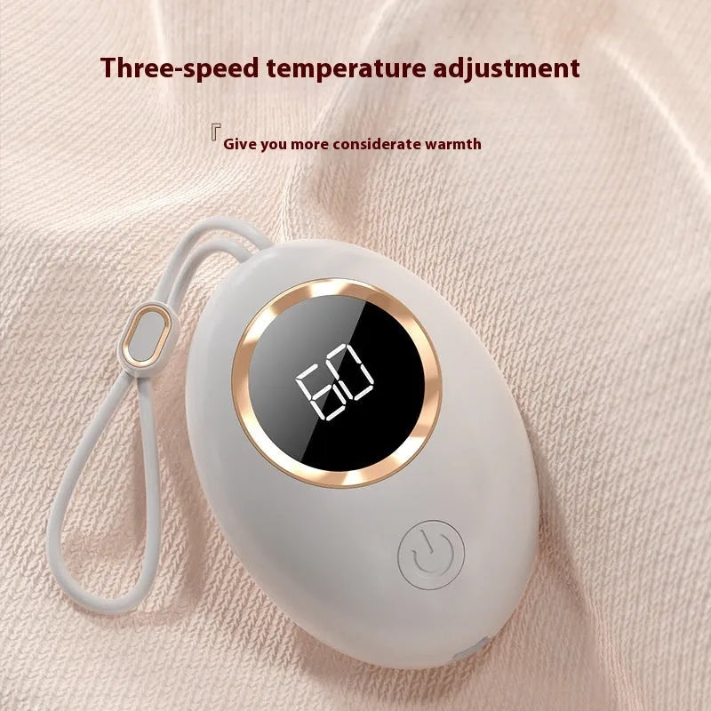 Hand warmer power bank with USB digital display showing battery percentage, aluminium heat dissipation, in charming blue colour
