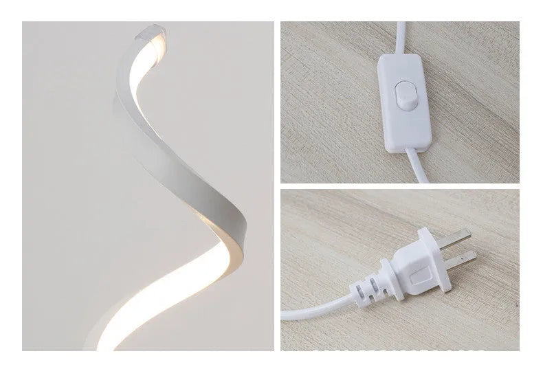 LED table lamp with metal base and acrylic curved shade, 125mm x 450mm, 24W, gold or white