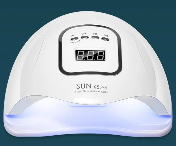White ABS plastic nail polish gel curing lamp with UV and LED light beads.