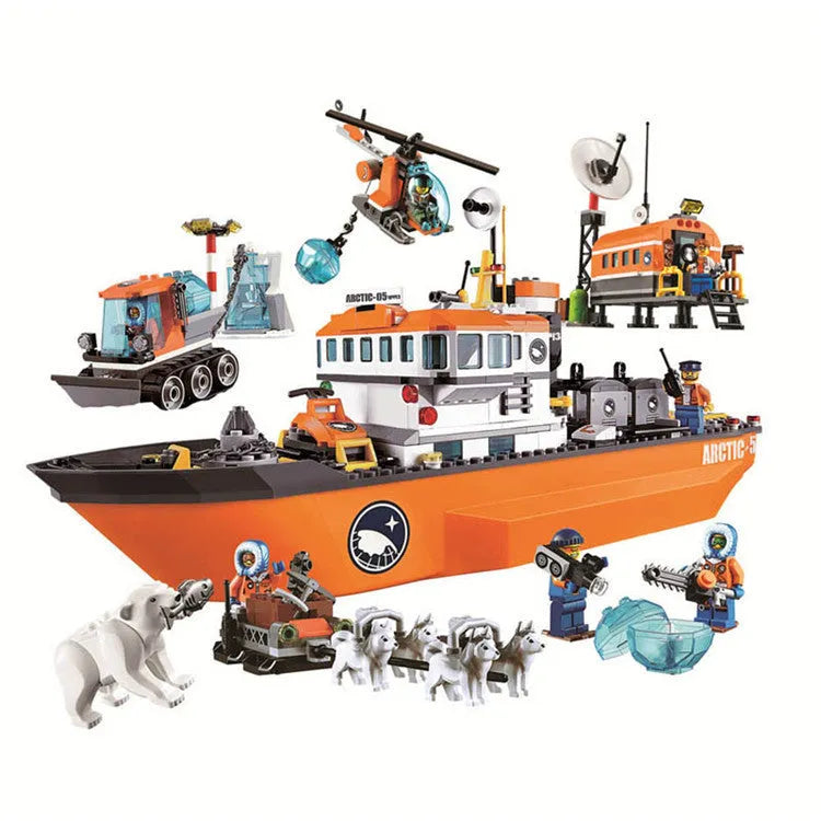 Arctic icebreaker fleet building blocks set with 760 pieces and box size 50x39.5x8.5cm