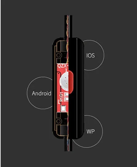 Black wired in-ear headphones with 3.5mm L-bend plug and TPE ear tips.