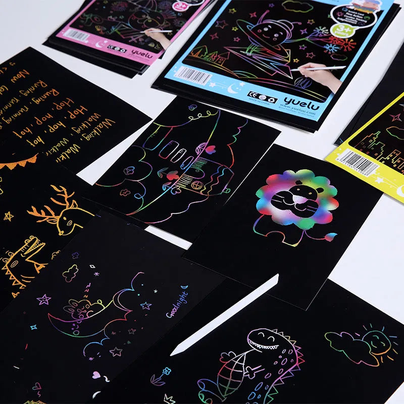 Children's handmade drawing paper in A4 and 16K sizes with solid colour scraping surface