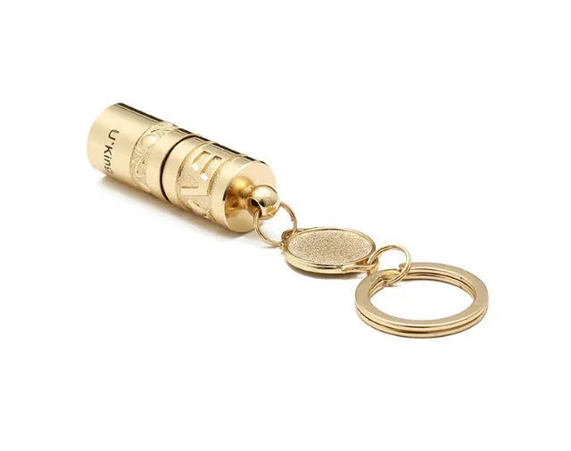 Gold zinc alloy waterproof LED flashlight keychain with mini portable design for emergency outdoor use