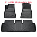 Rubber floor mats for Tesla cars with TPE footrest, custom-fit to Model 3, Y, S, X interiors, showing non-slip backing and textured surface