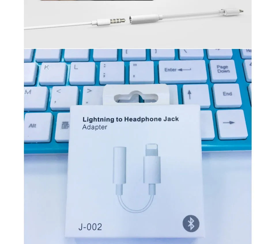 White Lightning to 3.5mm audio adapter for iPhone compatibility with gold-plated terminals