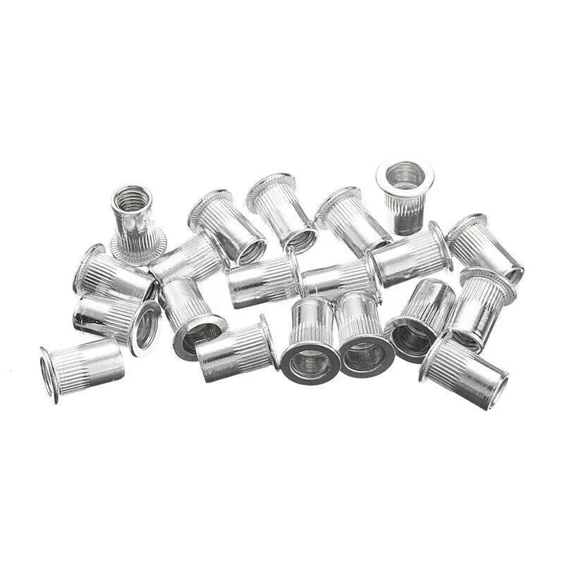 Manual riveter nut set with alloy steel construction showing tool and assortment of nuts in 86PC or 106PC configuration