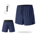 Men's off-road running shorts in navy blue with quick-drying fabric and high-waist design for running