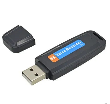 Black and white creative USB flash drive with voice card function showing compact plastic design.