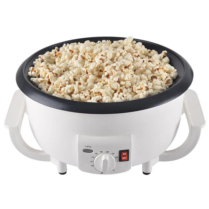 White oblate coffee roasting machine with 750g capacity and 225mm pot for home use