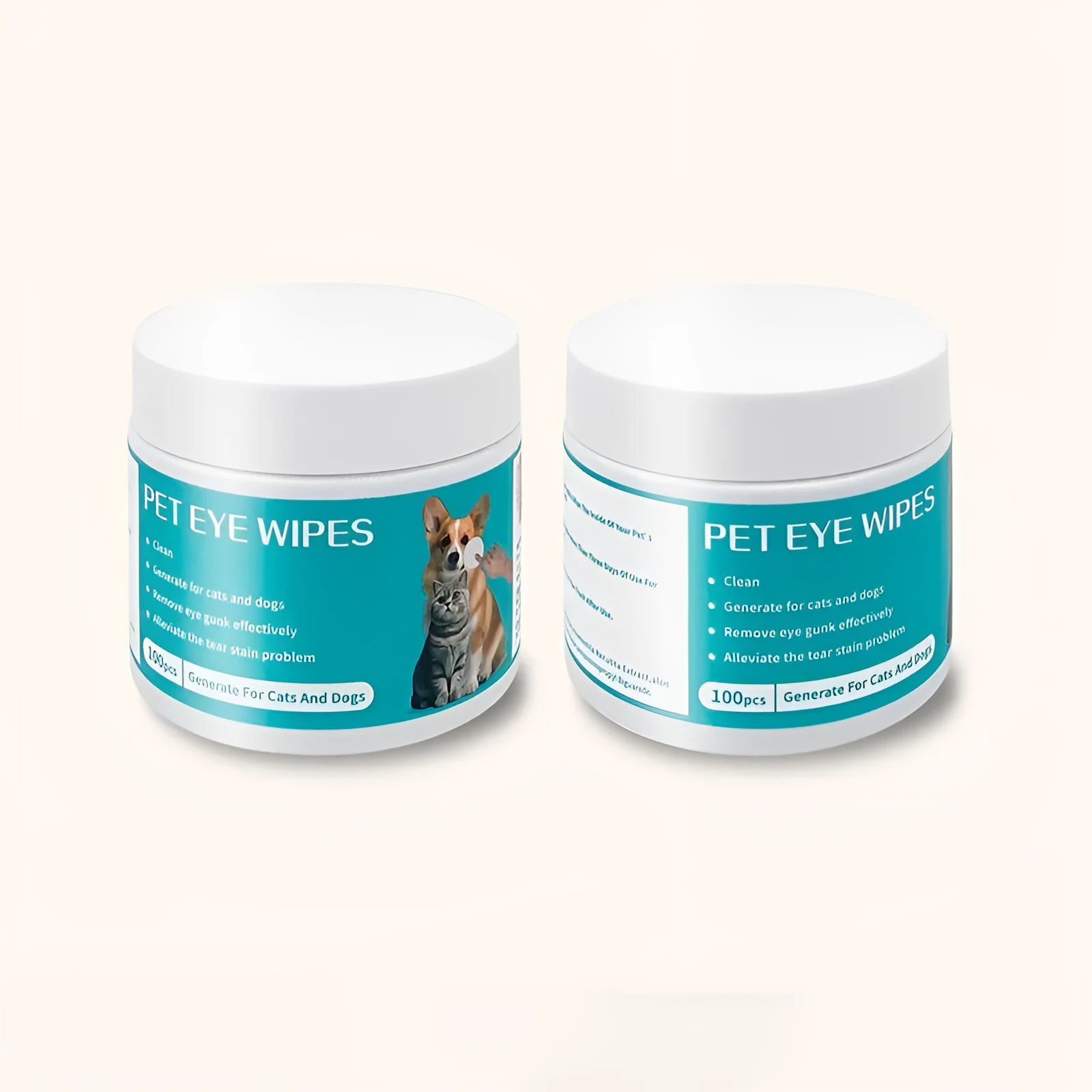 Canister of 100 pet disposable eye cleaning wipes with aloe vera and chamomile extract