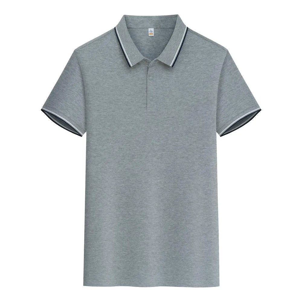 Men's pure cotton short sleeve polo shirt with lapel collar in business casual styling
