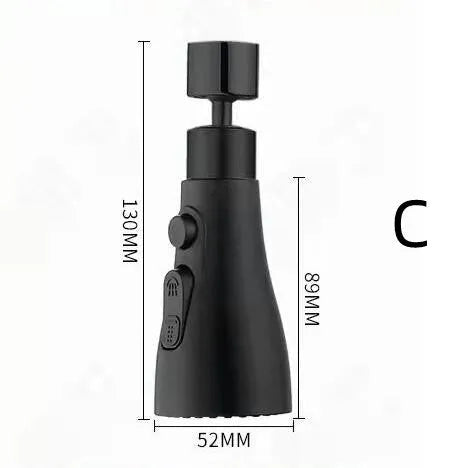 Universal faucet sprayer in matte black with 360-degree rotation and three cleaning modes for kitchen use