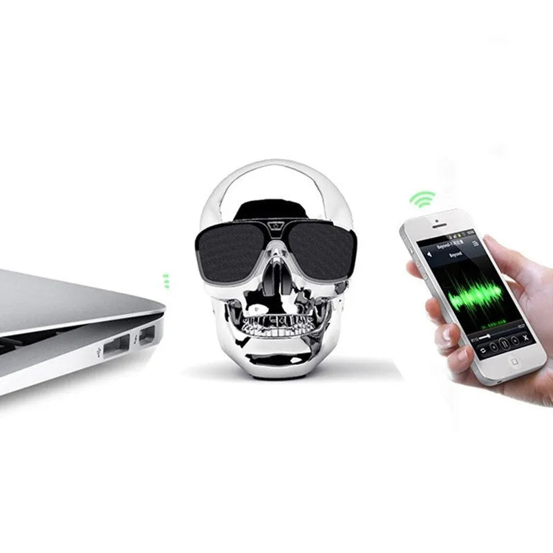 Skull Wireless Bluetooth Speaker in black, blue, gold, matte black, rose, or silver with compact design