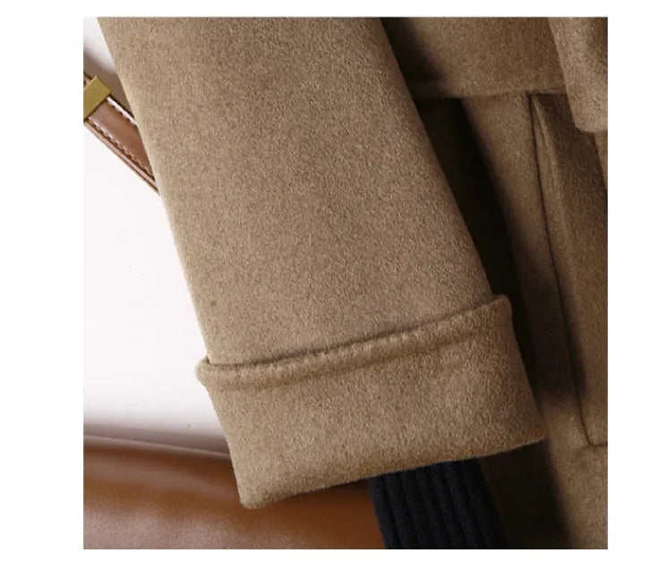 Men's long suit collar wool coat in black or caramel colour with Asian sizing