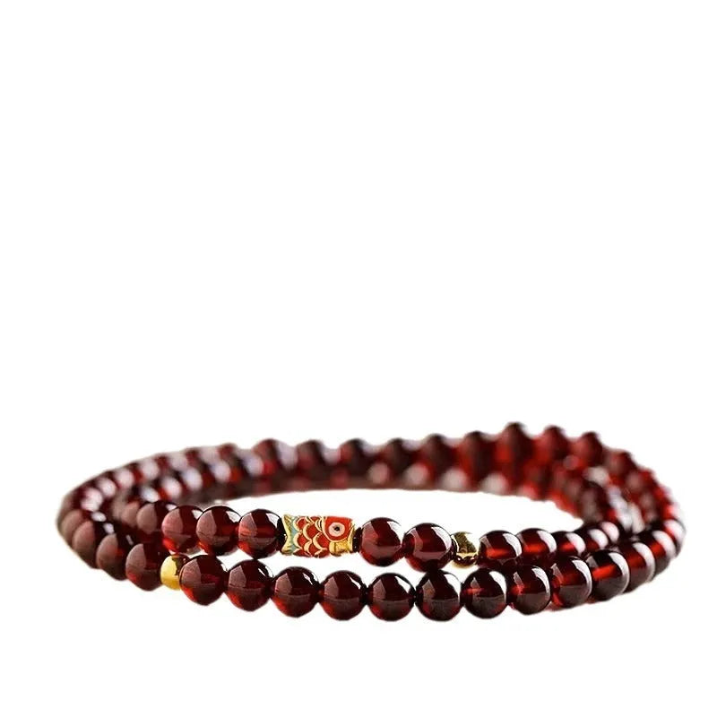 Women's wine red bracelet with garnet design in glass and coloured glaze