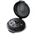 Black 3-in-1 magnetic retractable car phone charger with triple plugs and 1 metre cable