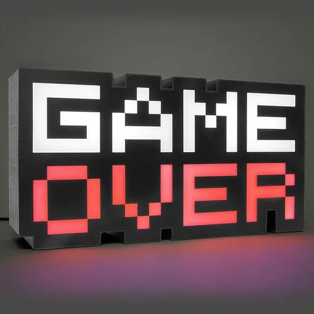 Game Over game atmosphere light with LED, PVC shade, 110V button switch, USB style and Photo Colour option