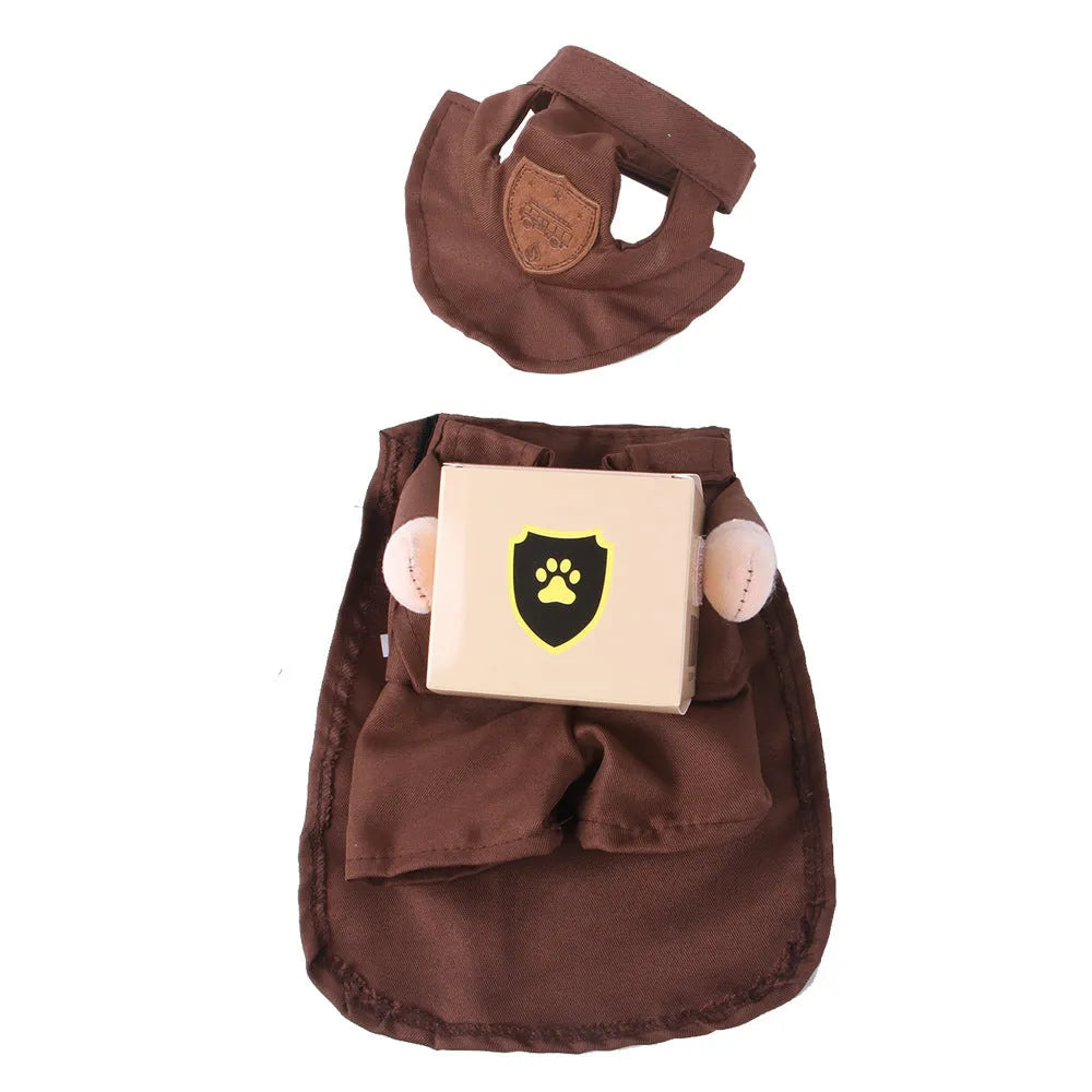 Coffee-coloured courier standing style dog clothing made from polyester fabric