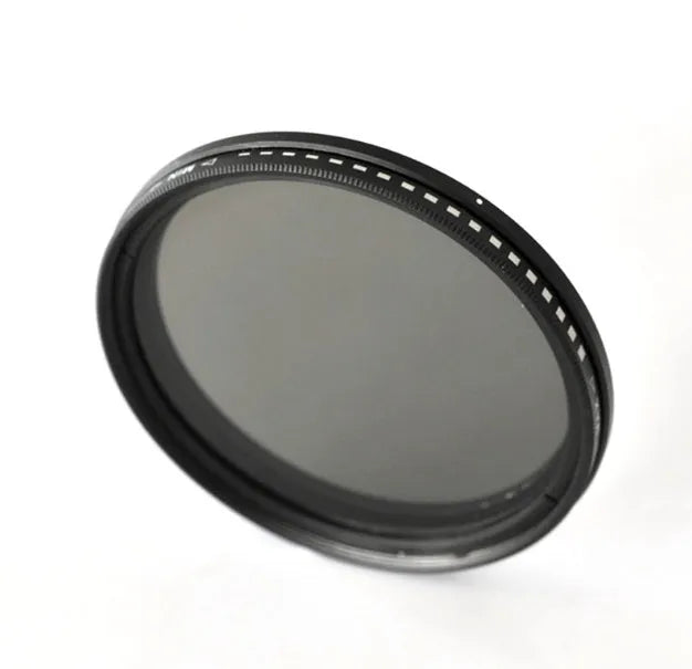 Adjustable multi-diameter camera ND filter set with ND-2, ND-4, ND-8, and ND-400 filters for light reduction