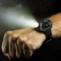 LED display wrist watch tactical flashlight with adjustable nylon wristband and USB cable