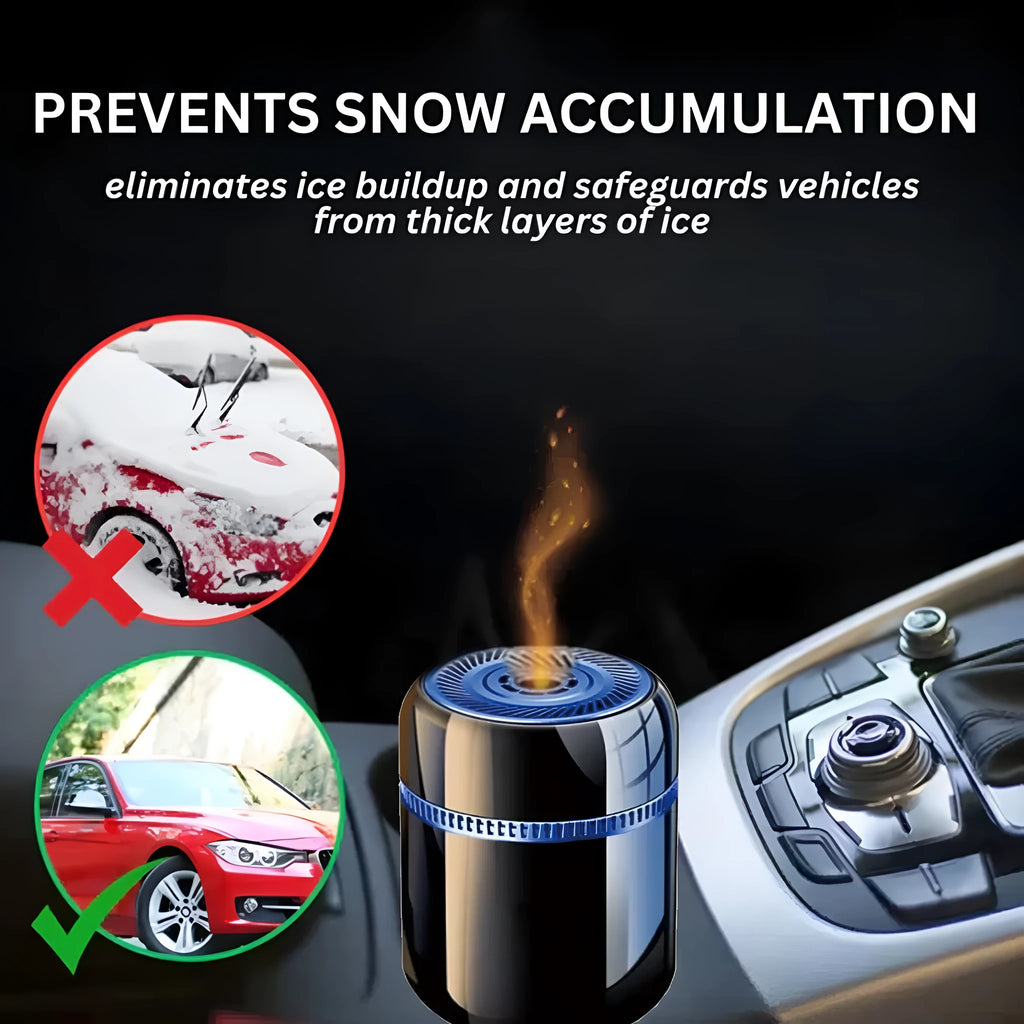 Compact car windscreen de-icing defroster tool measuring 5.6 by 6.8 centimetres.