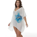 White plus size beach cover-up blouse with loose fit for swimming and wading activities