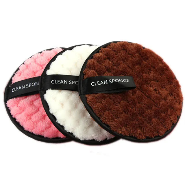 Clear water makeup puff, soft synthetic sponge, 12cm diameter, 1.5cm thick, white pink brown