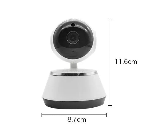 White WiFi baby monitor camera with 720P HD, night vision, two-way audio, and pan tilt