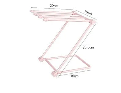 Foldable plastic dishcloth shelf in light blue with vertical towel storage
