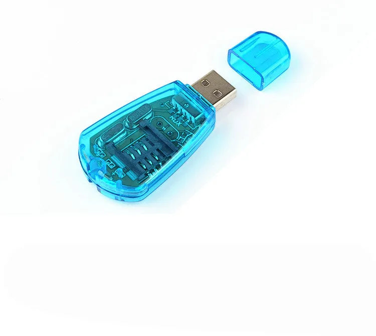 Blue USB 2.0 external SIM card reader for mobile phones with data backup and editing functions