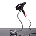 Stainless steel hair dryer holder stand with suction cup base, 360 degree rotating head, 83cm long, 0.85kg