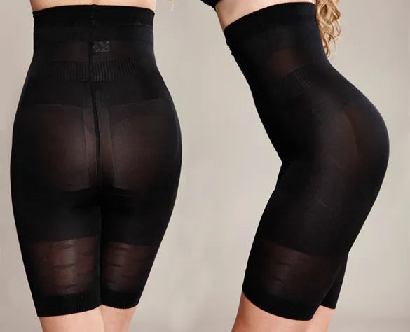 Women's seamless high waist shapewear shorts in black and nude for tummy control
