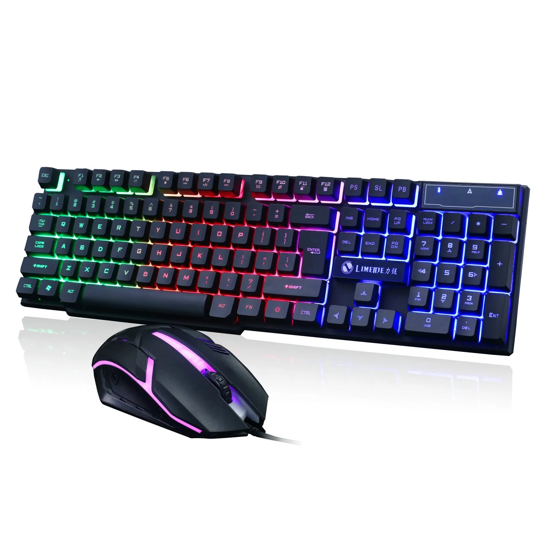 Limei Gtx300 gaming keyboard and mouse set with backlit keys in black and orange colour option