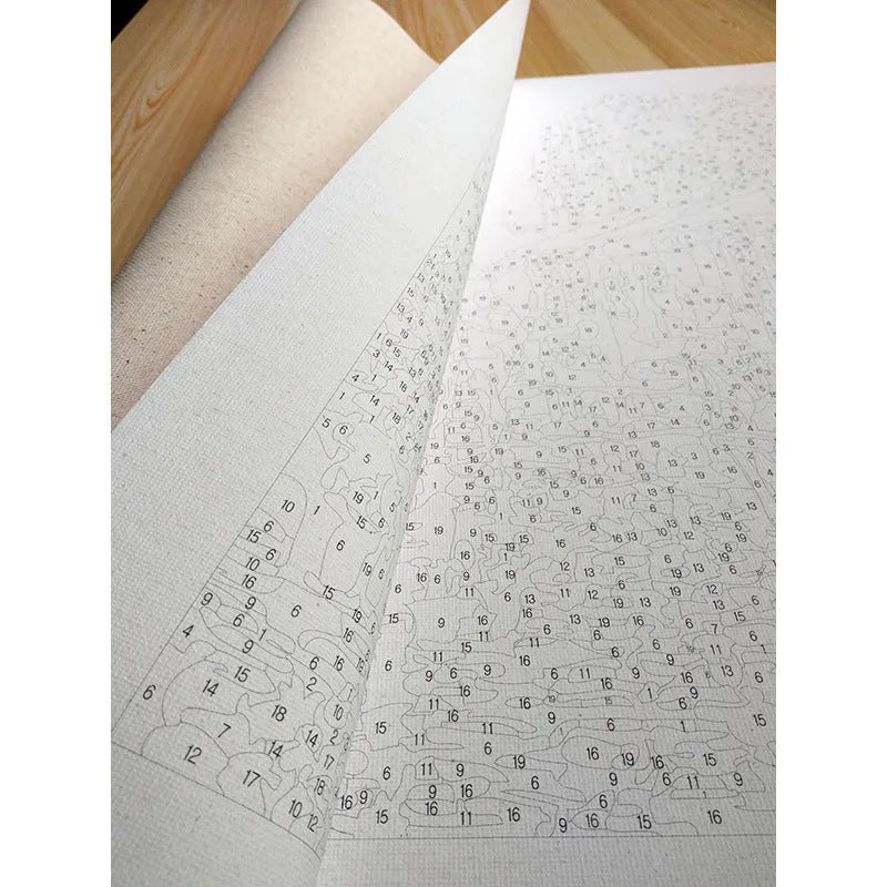 40x50cm linen canvas paint by numbers kit with landscape design and acrylic paints