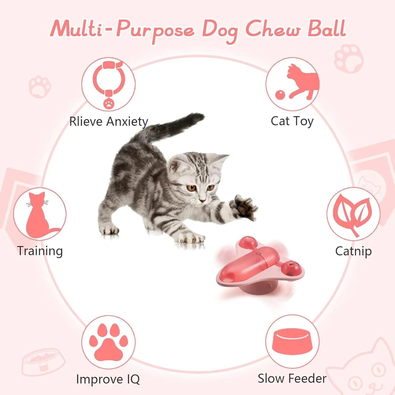 Blue interactive cat toy puzzle with slow feeder, bell, catnip, and airplane cabin for pet enrichment