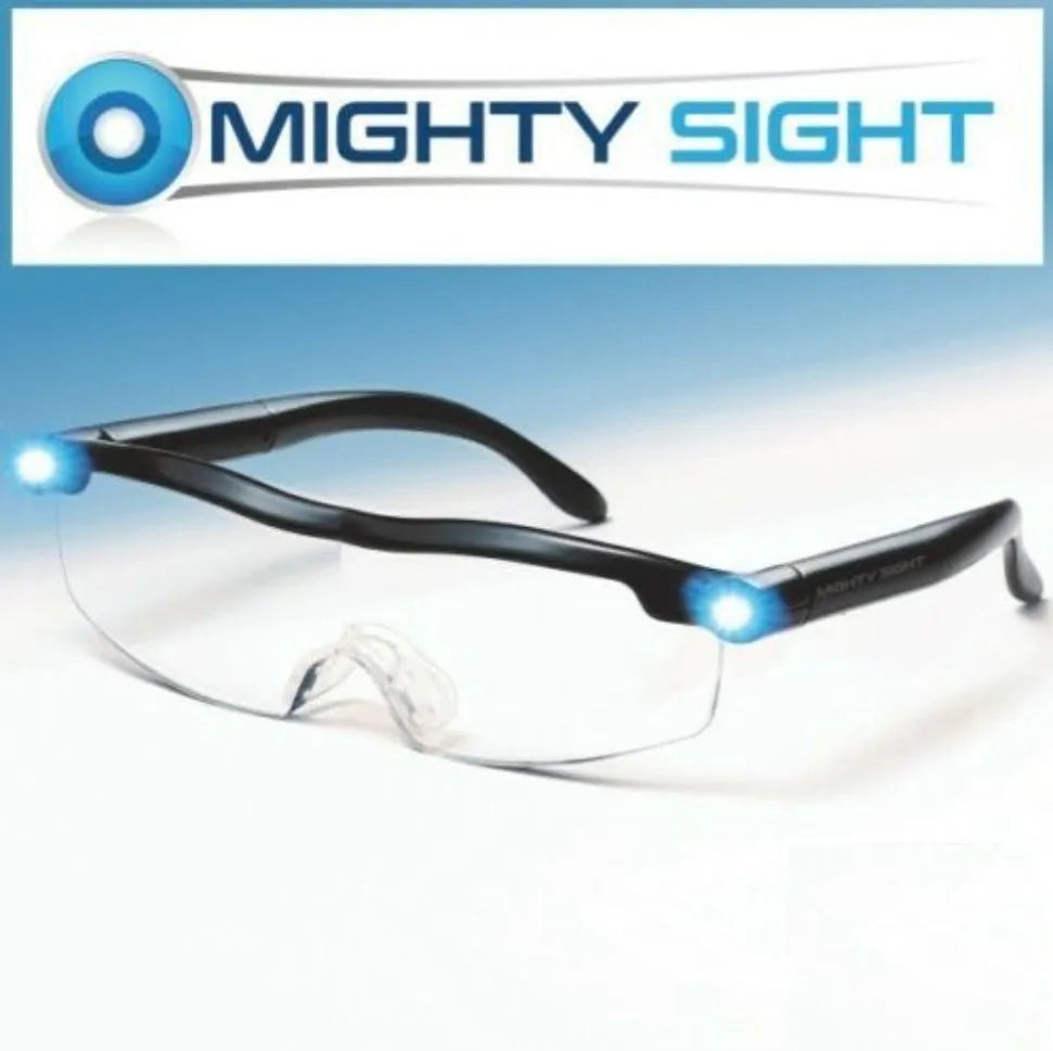 USB LED light transparent reading glasses with 41g ABS frame, 14.5x16.3cm size, scheduled illumination feature