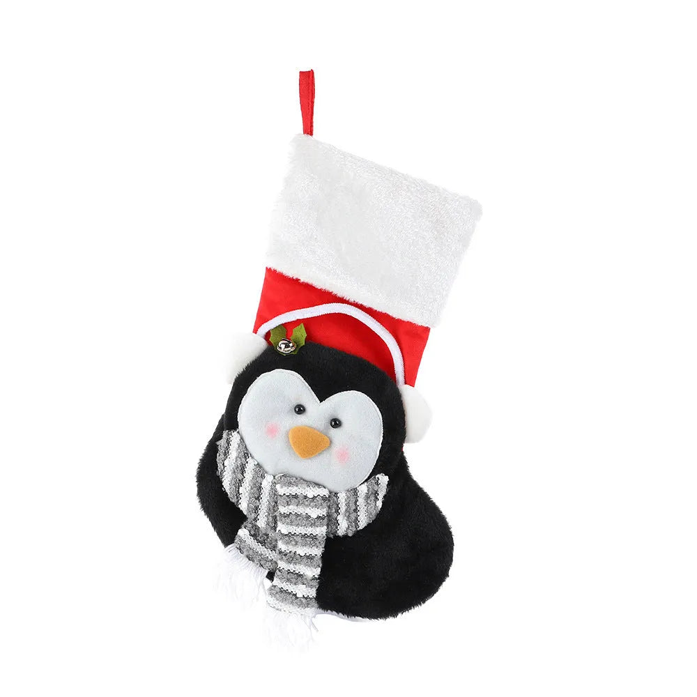 Cartoon Santa Claus cloth gift bag, 43cm x 27cm, in Fox, Penguin or Raccoon design with pendant.