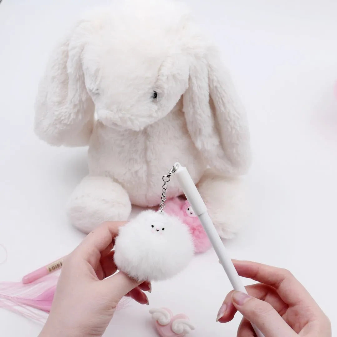 Alpaca hair ball pendant ballpoint pen with 17cm plastic body and 0.5mm tip