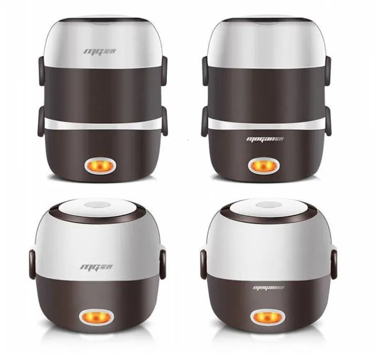White rice cooker with 2 litre capacity and steaming basket options