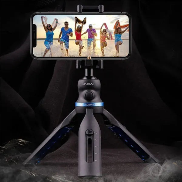 Black desktop phone tripod compatible with iPhone and P30 mobile phones