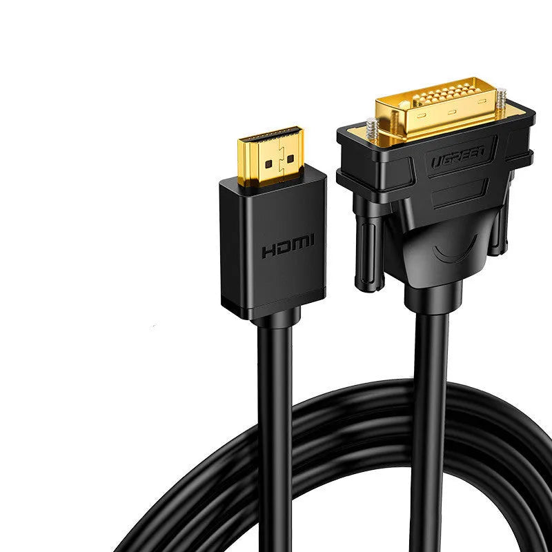 Silver HDMI cable with black connectors in lengths of 1m, 1.5m, 2m, and 3m for laptop to monitor connection.